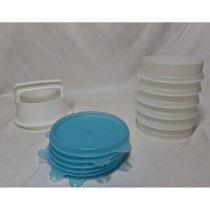Tupperware Hamburger Patty Press Stack Freeze Keepers Set 6 1/4 Lb Burgers #882